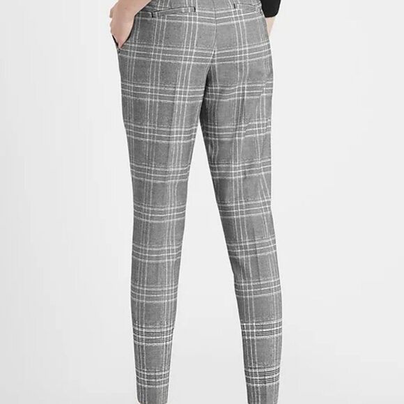 Banana Republic High Rise Tapered Ankle Crop Pants Women's Gray Plaid NWT sz 12 - Picture 1 of 13